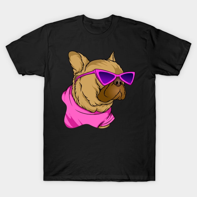 Funny 90s Vibe Pug Wearing Pink Sunglasses Vintage Pug Lover Gift T-Shirt by BadDesignCo